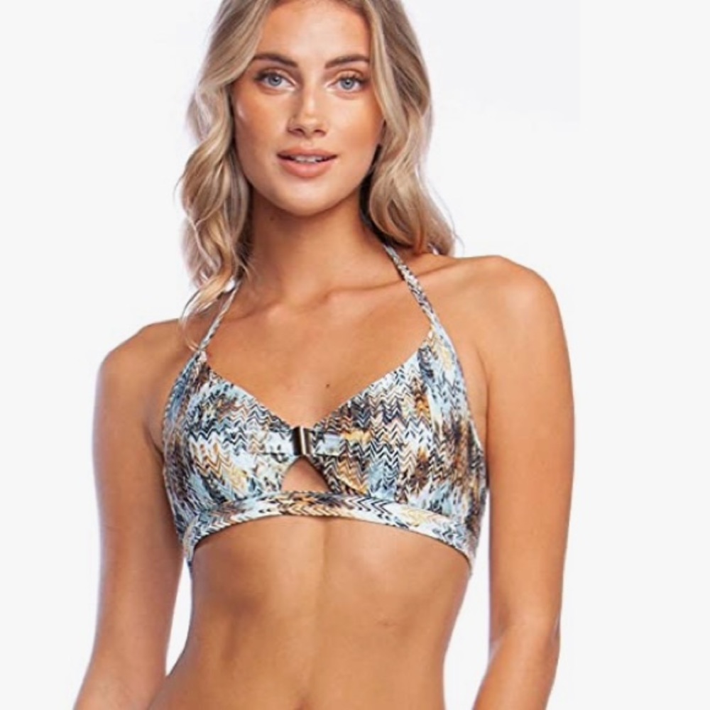 BCBGMAXAZRIA V-Neck Halter Bikini Top Sz 2
